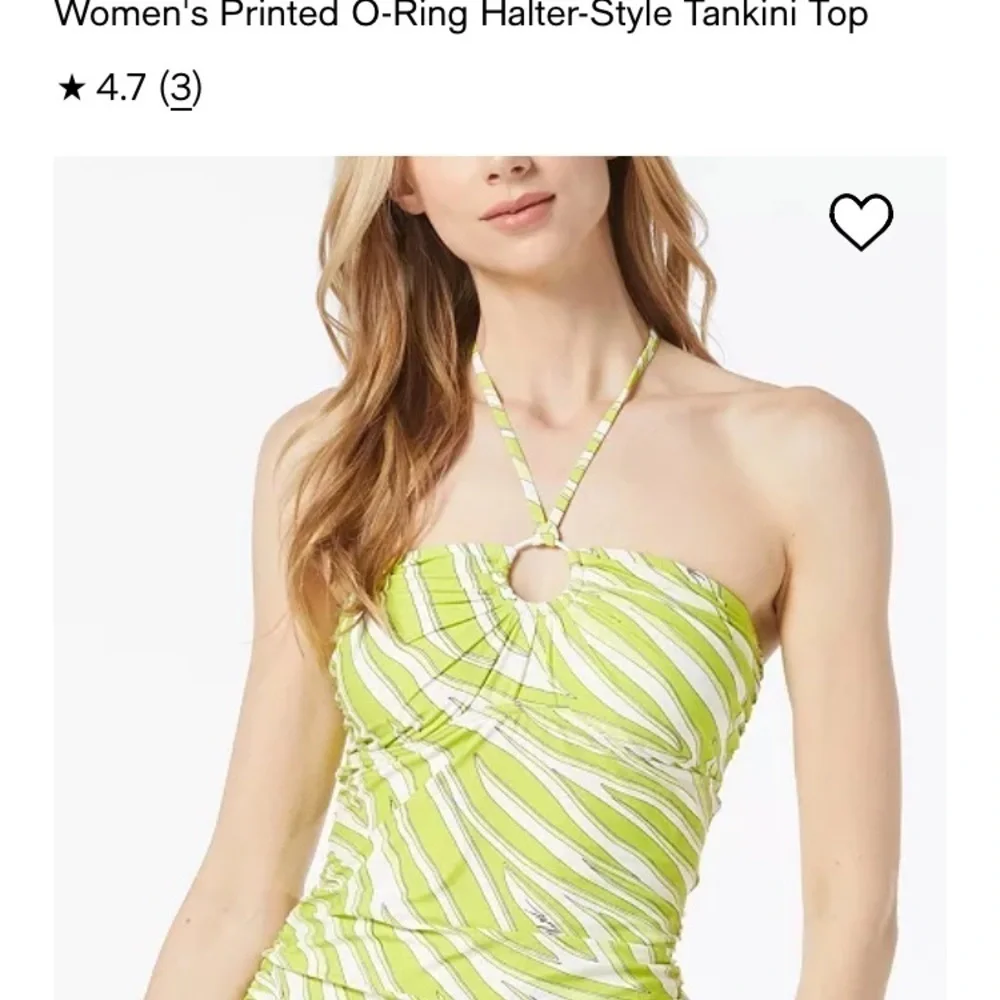 Michael Kors Women’s Tankini Printed O-Ring Halter Style Swimsuit Top New small